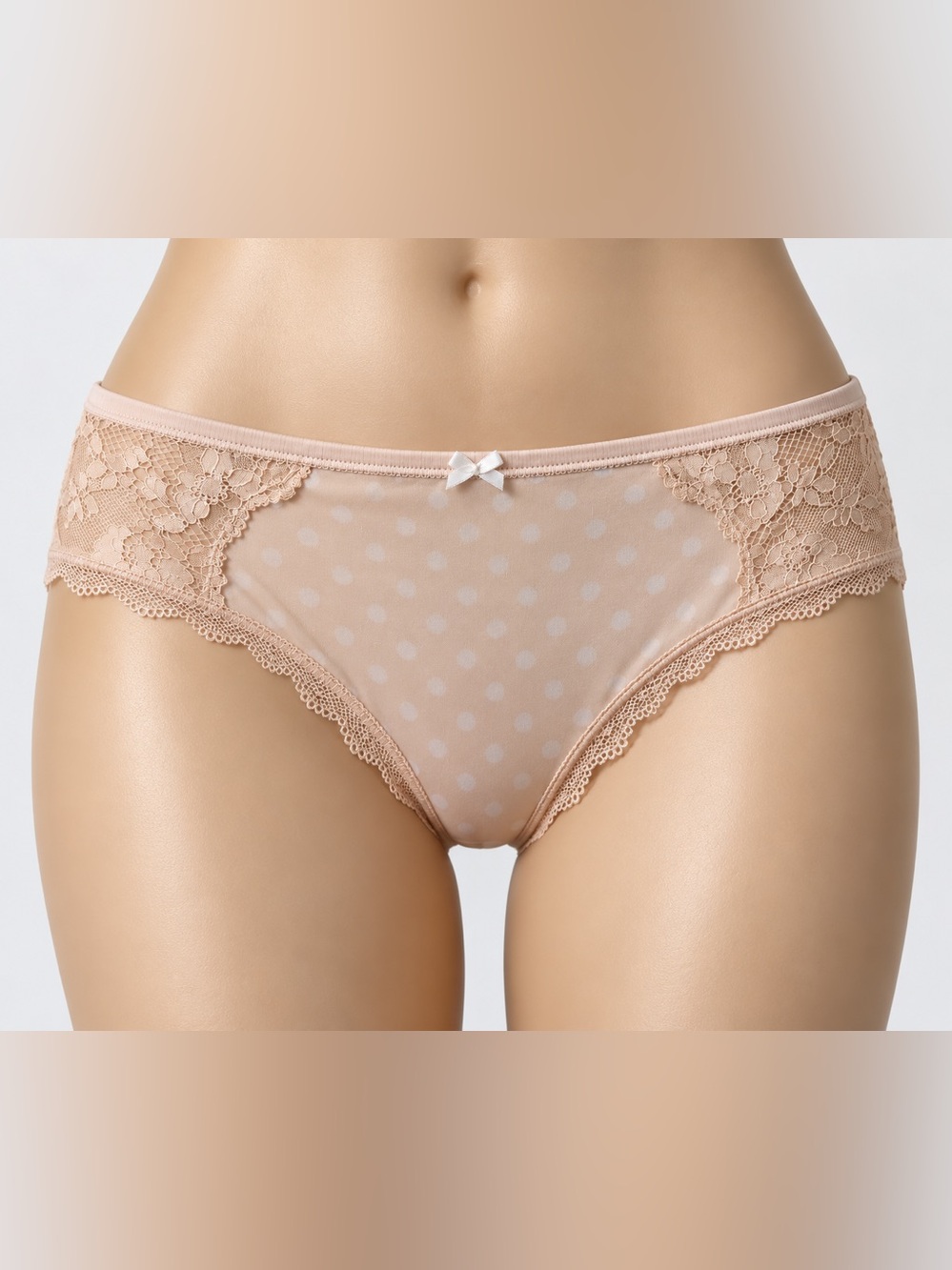 Victoria’s Secret Vintage 2015 Hiphugger Panties Small Nude Polka Dot Lace Rare